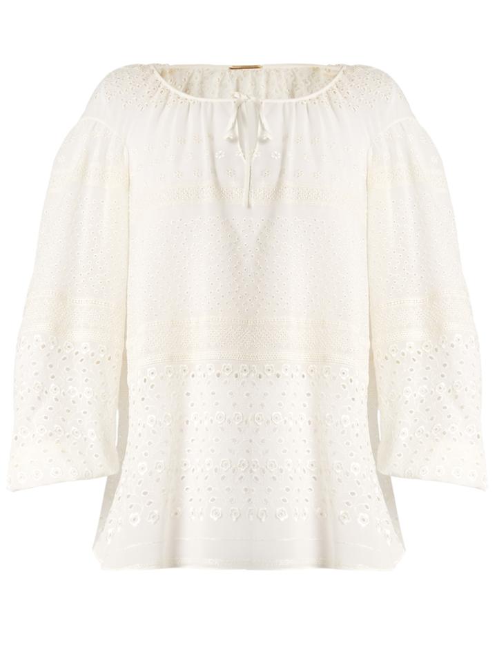 Saint Laurent Broderie-anglaise Silk-blend Georgette Blouse
