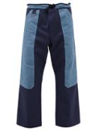 Nicholas Daley - Colour-block Waxed-cotton Trousers - Mens - Navy Multi