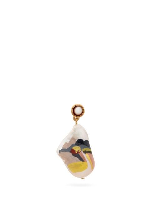Matchesfashion.com Bottega Veneta - Hand-painted Baroque-pearl Single Earring - Womens - Pearl