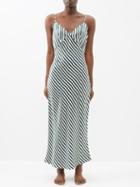 Emilia Wickstead - Trinny Striped Silk Slip Dress - Womens - Green Print