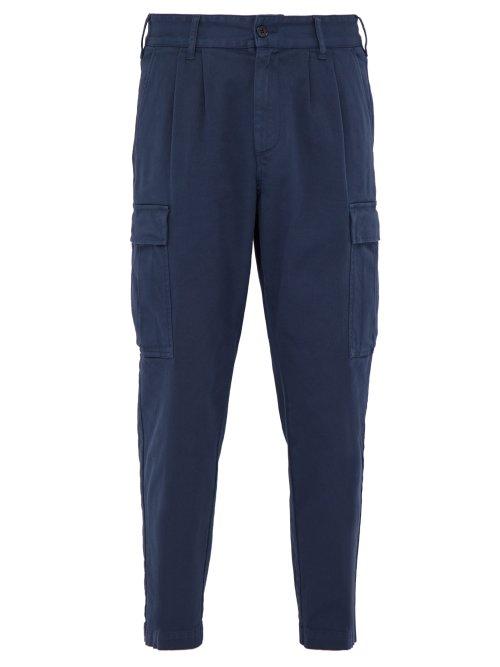 Matchesfashion.com Barena Venezia - Cropped Stretch Cotton Gabardine Cargo Trousers - Mens - Navy