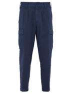 Matchesfashion.com Barena Venezia - Cropped Stretch Cotton Gabardine Cargo Trousers - Mens - Navy