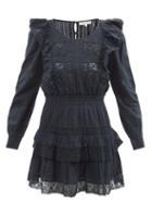 Loveshackfancy - Santorini Ruffled Lace And Cotton Dress - Womens - Black