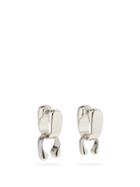 Matchesfashion.com Jil Sander - Logo-engraved Cuff-drop Hoop Earrings - Womens - Silver