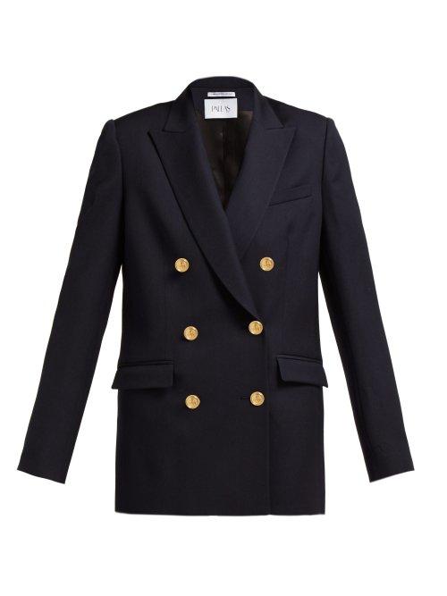 Matchesfashion.com Pallas X Claire Thomson-jonville - Epsom Double Breasted Wool Grain De Poudre Blazer - Womens - Navy