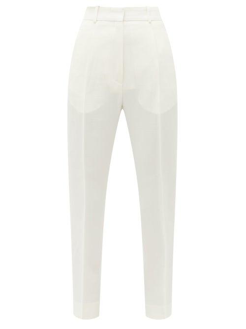 Matchesfashion.com Petar Petrov - Hamlet High-rise Crepe Trousers - Womens - Ivory