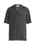Matchesfashion.com Saint Laurent - Geometric Print Short Sleeved Silk Shirt - Mens - Black