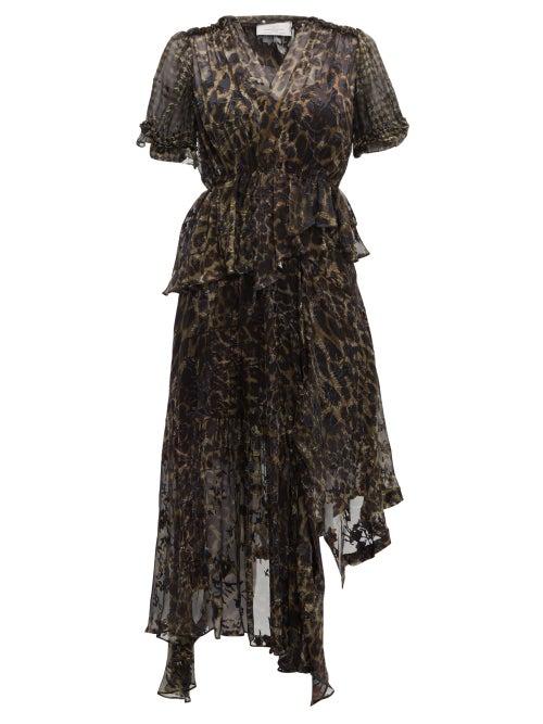 Matchesfashion.com Preen By Thornton Bregazzi - Esther V Neck Leopard Print Devor Dress - Womens - Leopard
