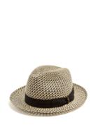 Borsalino Bi-colour Bow-embellished Panama Hat