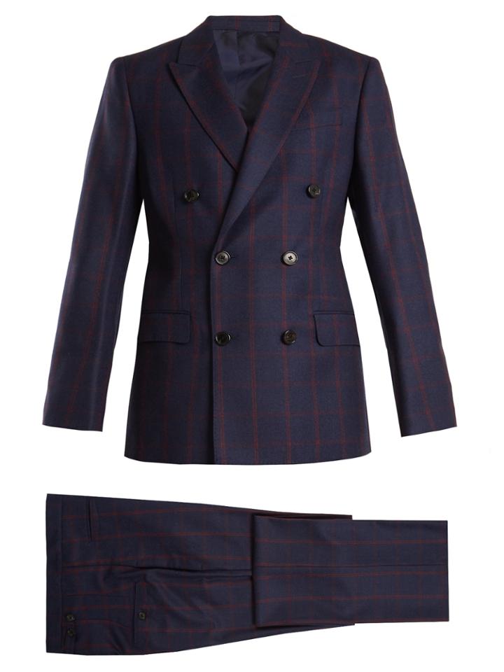 Connolly Double-breasted Checked Wool Suit