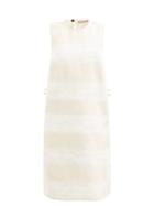 Ladies Rtw Marni - Frayed Striped Cotton-twill Midi-dress - Womens - Cream Stripe