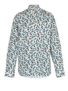 Matchesfashion.com Marni - Floral Print Cotton Shirt - Mens - Light Blue
