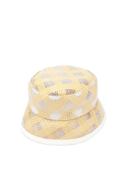 Matchesfashion.com Maison Michel - Axel Straw And Pvc Bucket Hat - Womens - Beige White