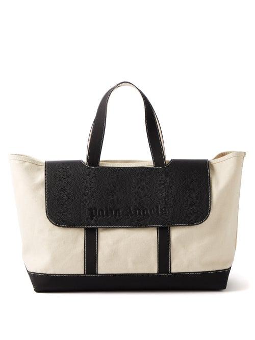 Palm Angels - Cabas Leather And Canvas Tote Bag - Mens - Black