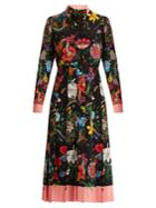 Gucci Floral And Snake-print Silk Midi Dress