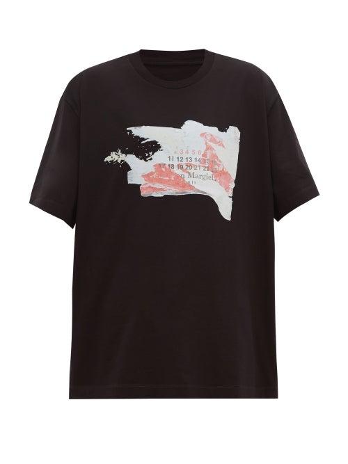 Matchesfashion.com Maison Margiela - Oversized Numbers Print Cotton T Shirt - Mens - Black