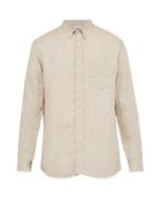 Matchesfashion.com Schnayderman's - Pin Check Linen Shirt - Mens - Beige Multi
