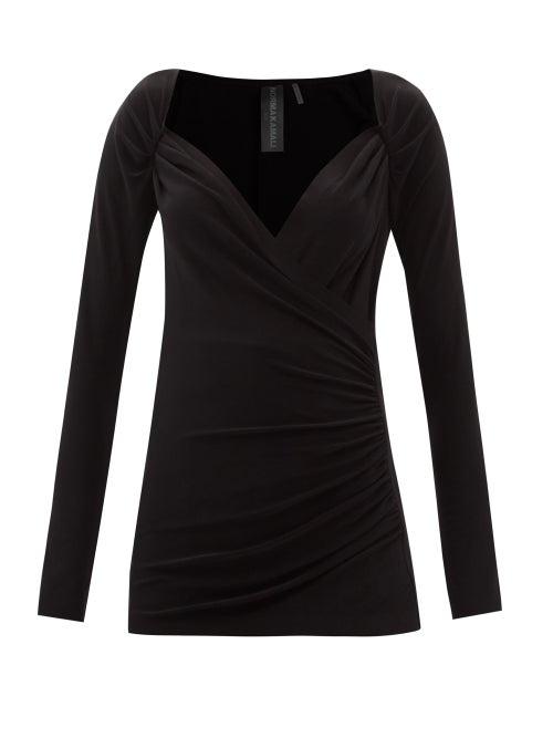 Norma Kamali - Sweetheart-neckline Draped Jersey Top - Womens - Black