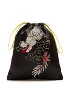 Matchesfashion.com The Attico - Dragon Embroidered Satin Pouch - Womens - Black Multi