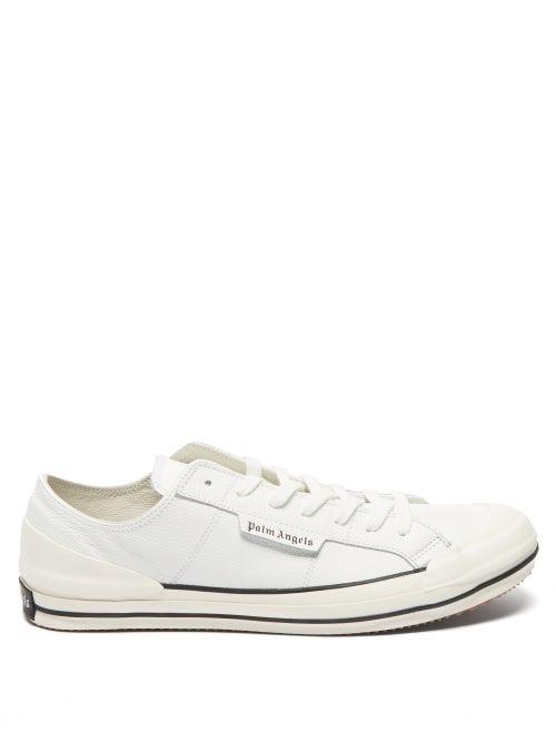 Palm Angels - New Low Leather Trainers - Mens - White Black