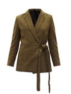 Matchesfashion.com Thebe Magugu - Double-breasted Wrap Cotton-twill Blazer - Womens - Khaki