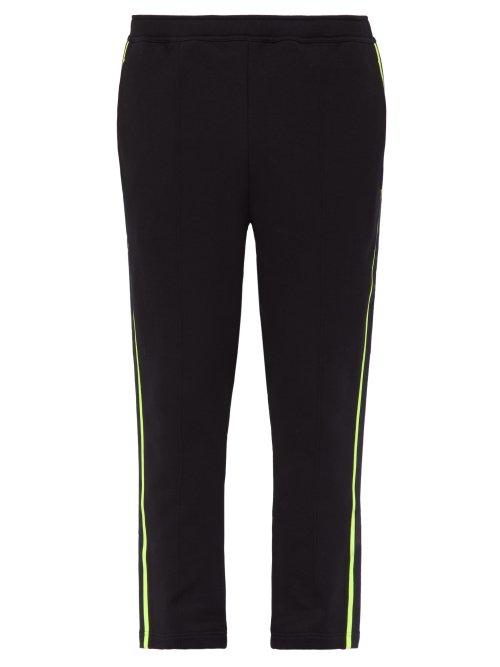 Matchesfashion.com Prada - Side Stripe Mid Rise Cotton Track Pants - Mens - Black Multi