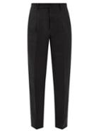 Brioni - Pleated Linen-cambric Trousers - Mens - Black