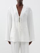 Raey - Tie Front Silk Pyjama Jacket - Womens - Ivory