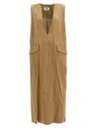 Matchesfashion.com Mm6 Maison Margiela - Crinkled Crepe Maxi Dress - Womens - Camel