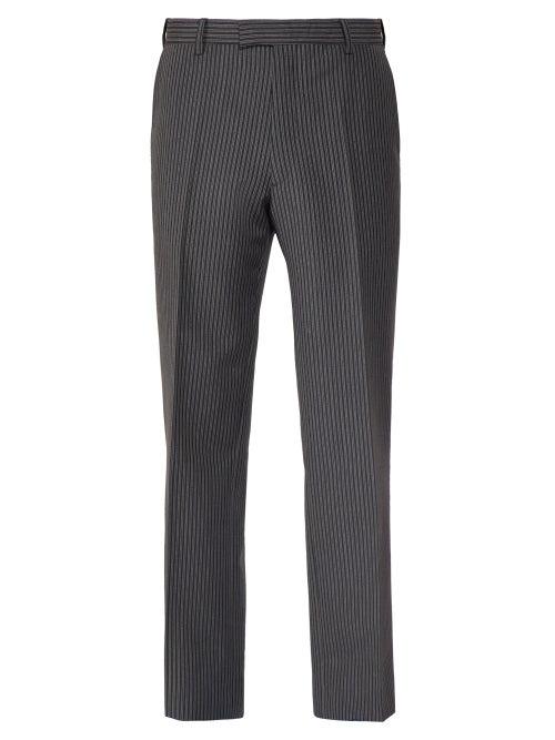 Matchesfashion.com Prada - Pinstriped Straight Leg Trousers - Mens - Grey