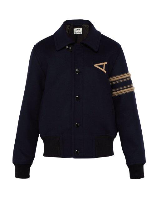 Matchesfashion.com Acne Studios - Ollys Wool Blend Varsity Jacket - Mens - Navy