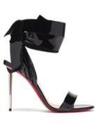 Matchesfashion.com Christian Louboutin - Epic Rose 100 Wraparound Patent-leather Sandals - Womens - Black