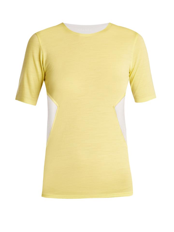 Aeance Bi-colour Wool-blend Performance T-shirt