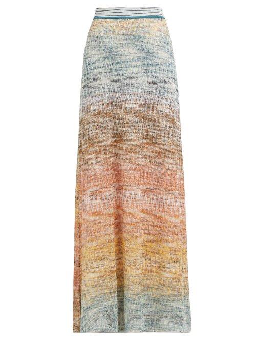 Matchesfashion.com Missoni - Dgrad Zigzag Crochet Knit Maxi Skirt - Womens - Gold Multi