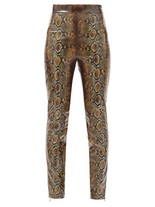 Matchesfashion.com Versace - High-rise Python-print Laminated-jersey Leggings - Womens - Animal