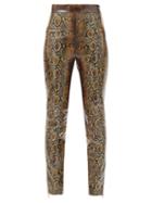 Matchesfashion.com Versace - High-rise Python-print Laminated-jersey Leggings - Womens - Animal
