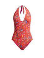 Matchesfashion.com Etro - Printed Halterneck Swimsuit - Womens - Red