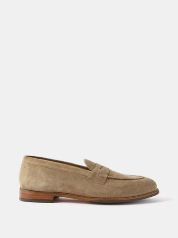 Grenson - Lloyd Suede Penny Loafers - Mens - Light Brown