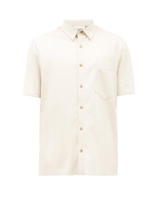Matchesfashion.com Nanushka - Adam Short-sleeved Faux-leather Shirt - Mens - Cream