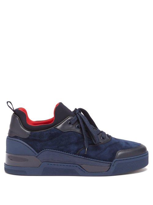 Matchesfashion.com Christian Louboutin - Aurelien Low Top Suede Trainers - Mens - Blue