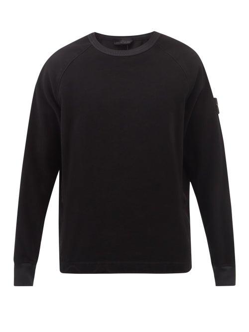 Stone Island - Logo-patch Moleskin Sweatshirt - Mens - Black