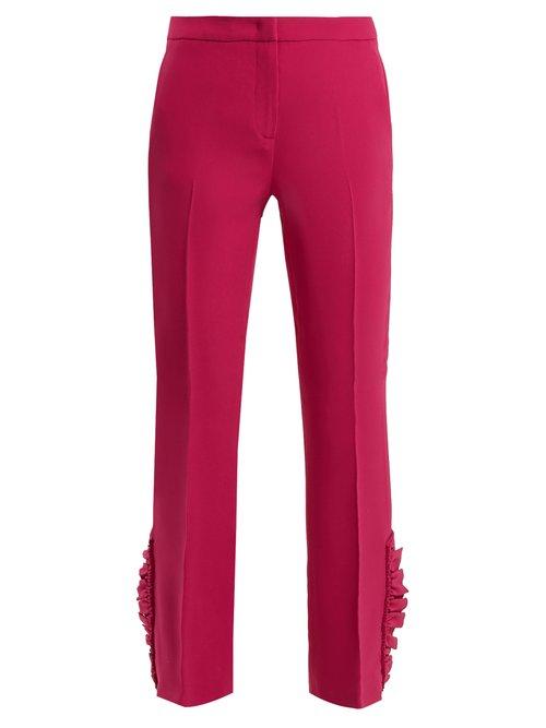 Matchesfashion.com No. 21 - Mid Rise Ruffle Hem Trousers - Womens - Dark Pink