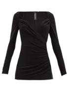 Matchesfashion.com Norma Kamali - Queen Anne-neckline Gathered Stretch-jersey Top - Womens - Black