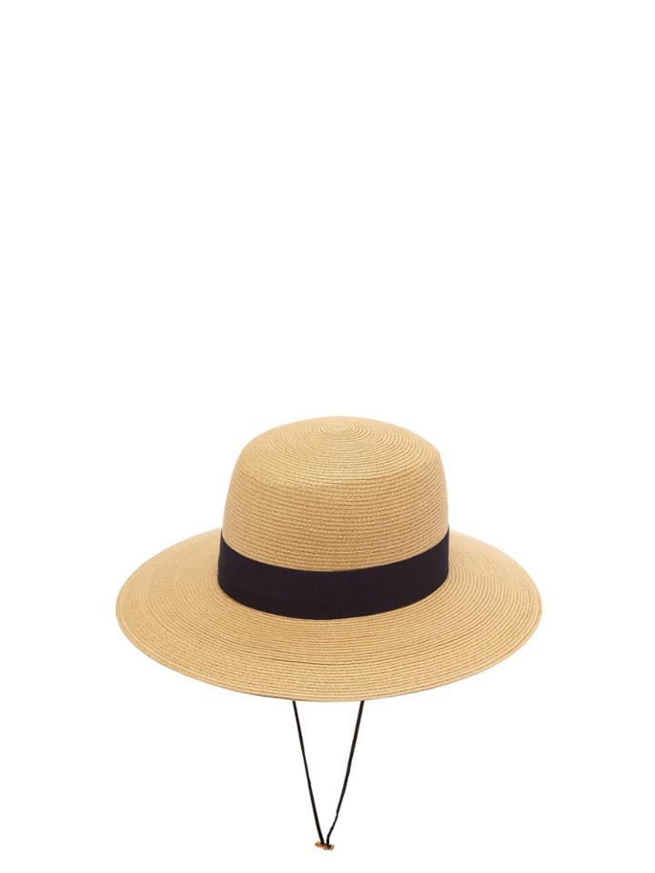 Gucci Grosgrain-ribbon Bow Woven Hat
