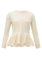Matchesfashion.com Alexander Mcqueen - Scalloped Peplum Knitted Cardigan - Womens - Ivory