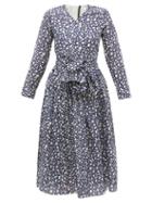 Matchesfashion.com Sara Lanzi - Abstract Print V Neck Cotton Blend Wrap Dress - Womens - Navy White