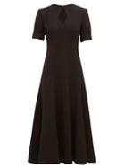 Matchesfashion.com Emilia Wickstead - Ludovica Keyhole Slit Wool Crepe Midi Dress - Womens - Black