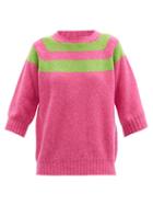 Matchesfashion.com La Fetiche - Haring Striped Shetland-wool Sweater - Womens - Pink