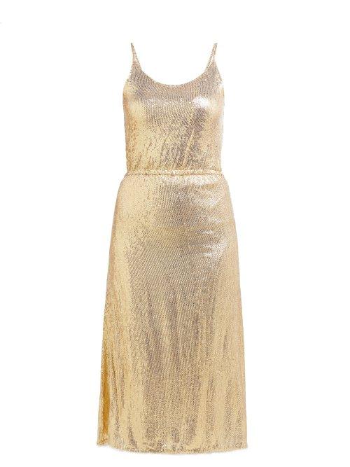 Matchesfashion.com Mes Demoiselles - Philo Sequinned Midi Dress - Womens - Gold