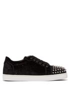 Christian Louboutin Vieira Spike-embellished Velvet Low-top Trainers